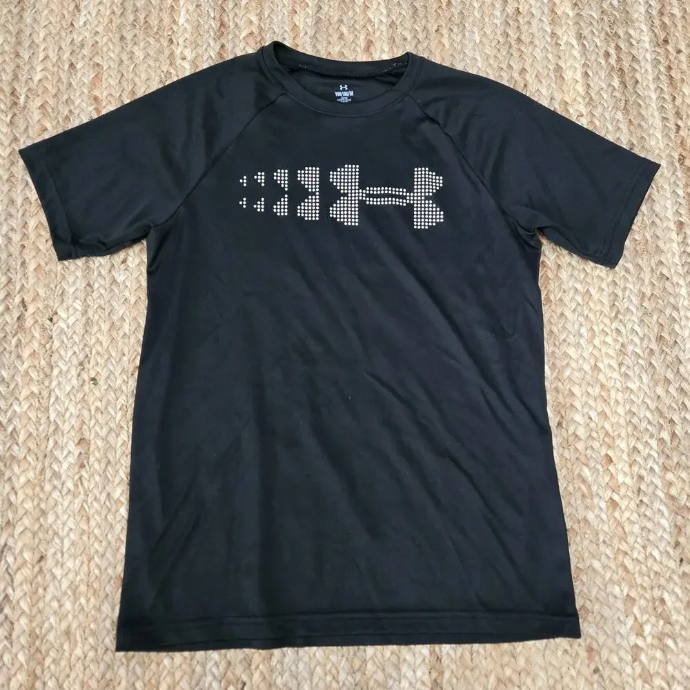 Under‎ Armour UA Heat Gear Tee T-shirt Short Sleeve Youth Medium Black (10-12)
